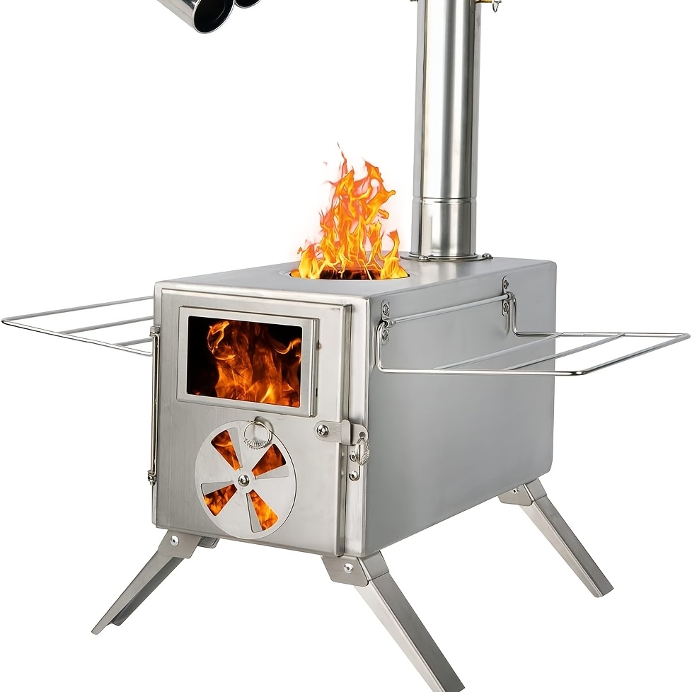 Camping Cooking Tent - Camping-Holzofen aus Edelstahl, tragbarer Holzofen für