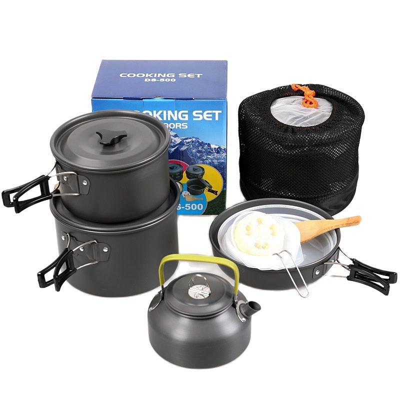 Camping Cooking Set 2 Person - Outdoor-Camping-Kochset, antihaftbeschichteter Topf, DS508, Kochgeschirr für