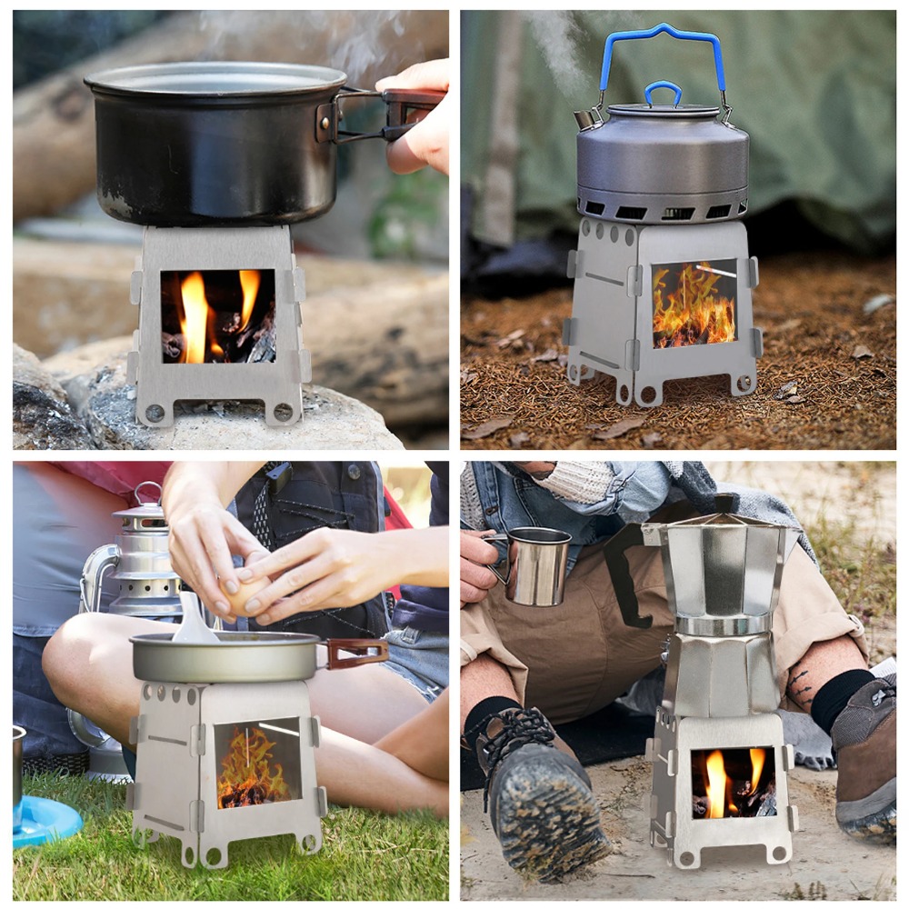 Camping Cooking Windshield - Camping Ofen Holzofen Alkohol Herd Edelstahl
