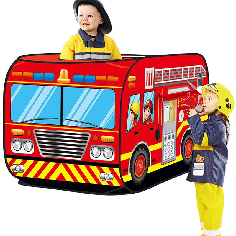 Campfire Cooking In Another World - Spielhaus-Zelt Feuerwehrauto Polizeibus Faltbares Pop-Up-Spielhaus Kinderspielzeug-Zelt