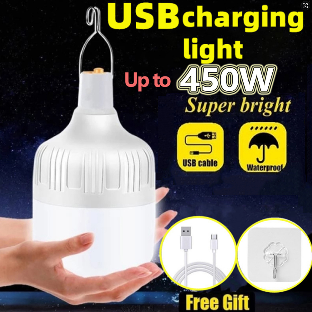 Camping Cooking Tent - Tragbare Outdoor-BBQ-Campinglampe USB-Aufladbare LED-Notfallbirne mit Haken
