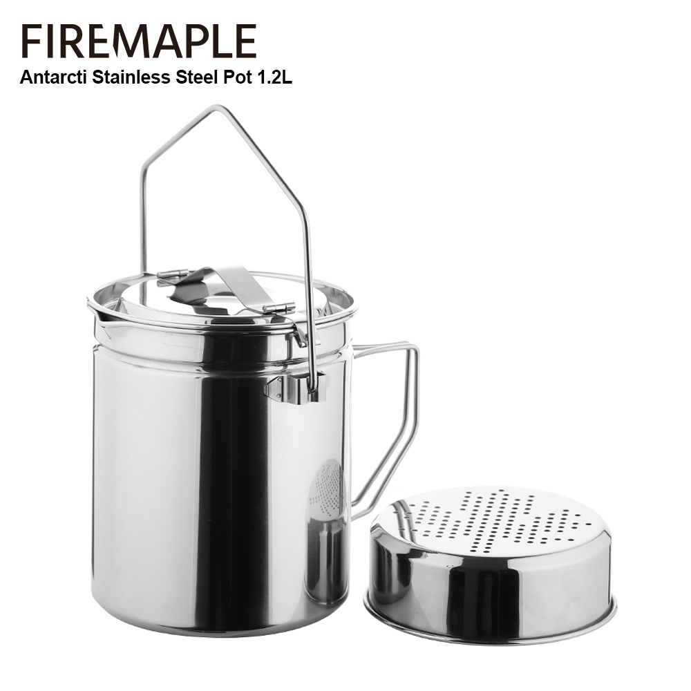 Camping Cooking Kit - Feuer-Ahorn 1,2 l Edelstahl-Dampftopf mit abschließbarem