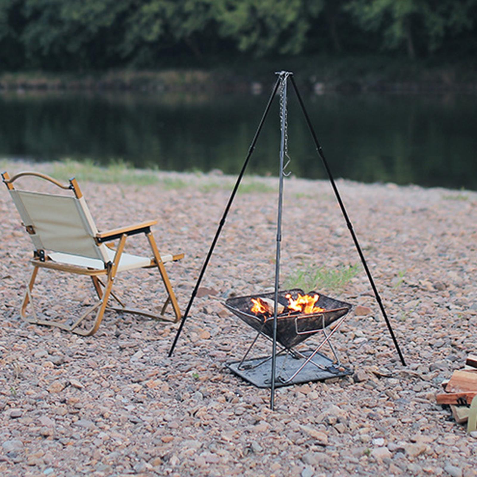 Camping Cooking Pot Large - Großer Outdoor-Lagerfeuer-Dreifuß, Tragbarer Camping-Kochtopf-Halter, Verstellbares Dreieckiges