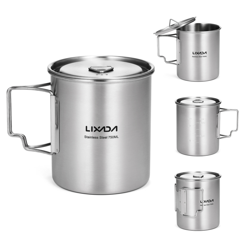 Camping Cooking Mesh - Lixada 750ml Tasse Outdoor Edelstahl Wasser