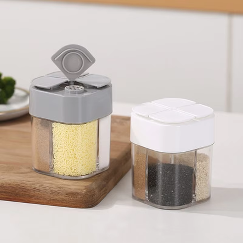 Camping Cooking Kit - 4-in-1-Kunststoff-Gewürzspender für Camping mit dichtem Deckel,