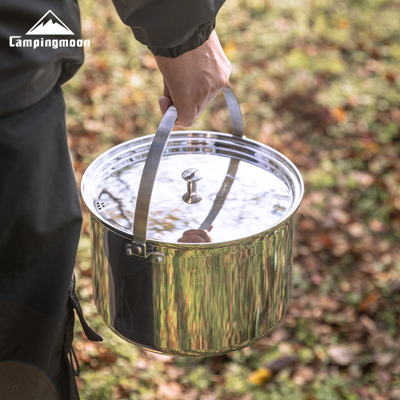 Camping Cooking Pot Large - CAMPINGMOON CC-24 Edelstahl-Picknicktopf mit großem Fassungsvermögen