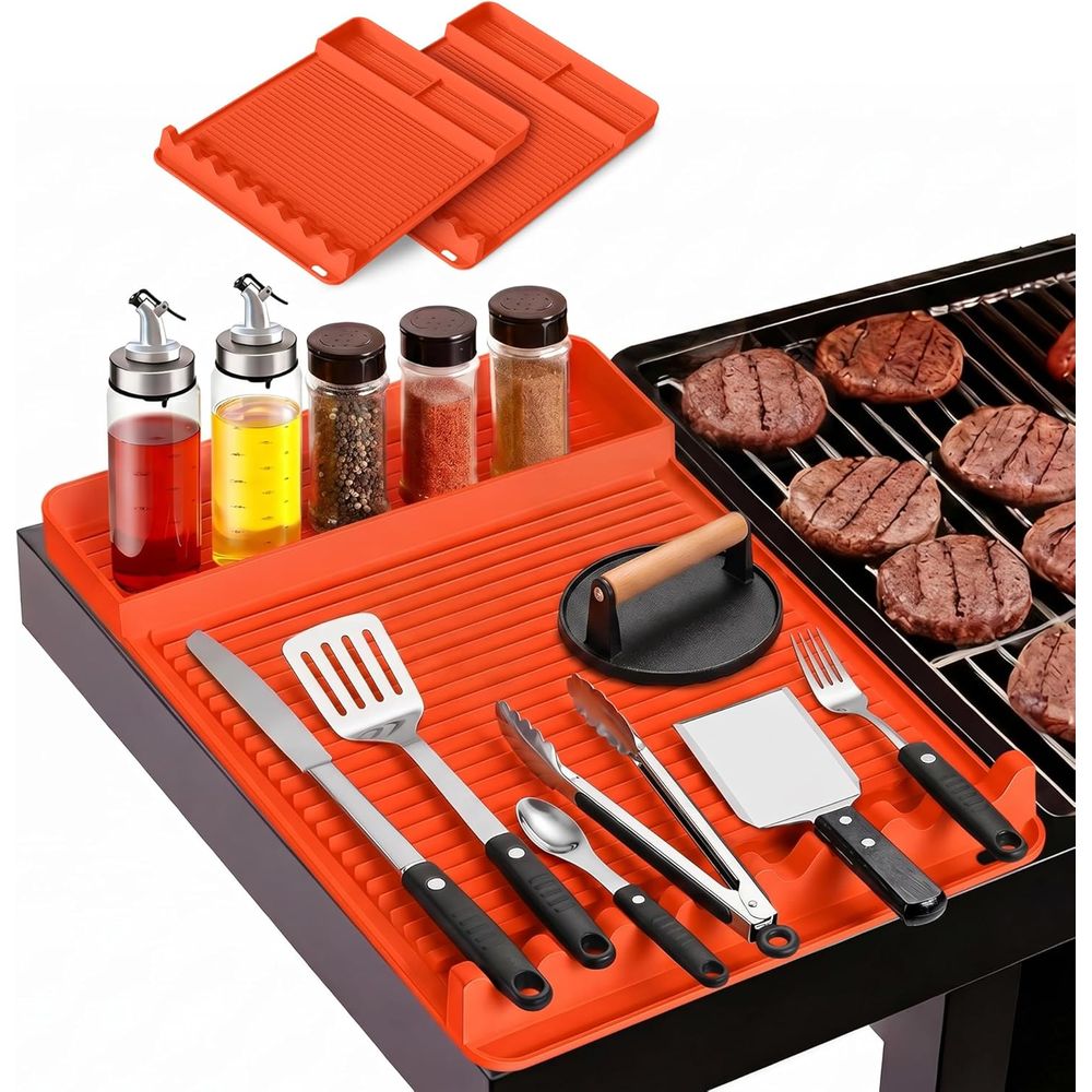 Camping Cooking Mat - Hitzebeständige Silikon-Grillmatte - 16x11,5'' Rutschfeste BBQ-Unterlage,