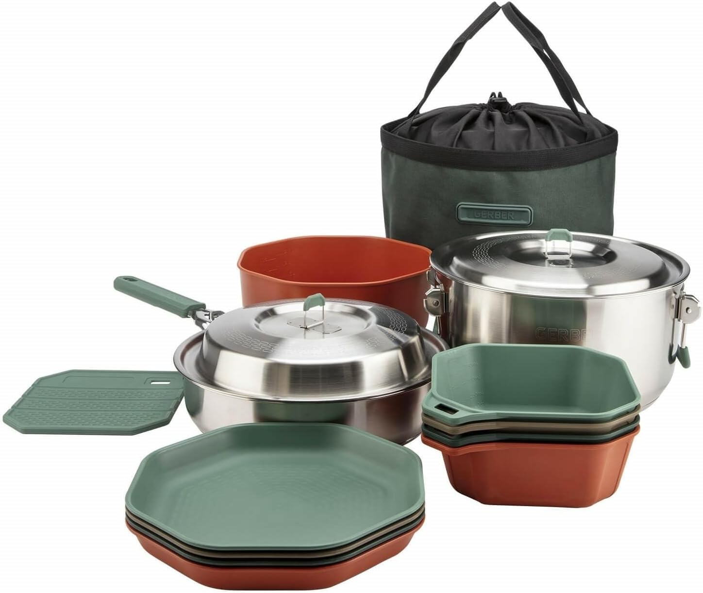 Camping Cooking Set For 4 - Outdoor-Kochgeschirr-Set für Camping, Spülmaschinenfest, Enthält Bratpfanne,