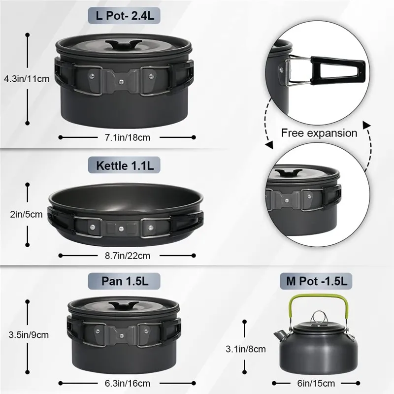 Tragbares Camping-Kochgeschirr – Camping Cooking Set For 4 Bewertung und Preis