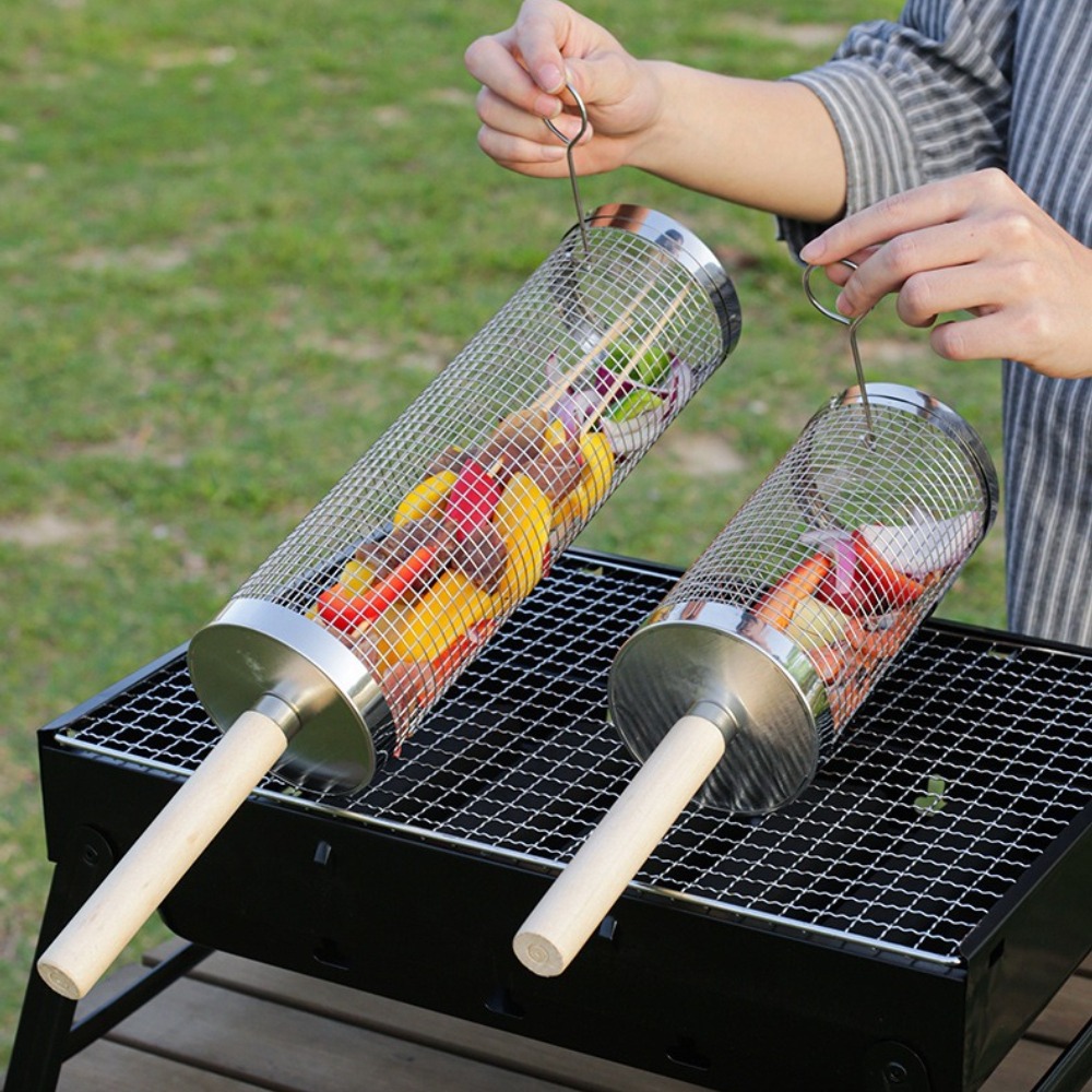 Edelstahl-Rollgrillkorb, drehb – Camping Cooking Basket Bewertung und Preis