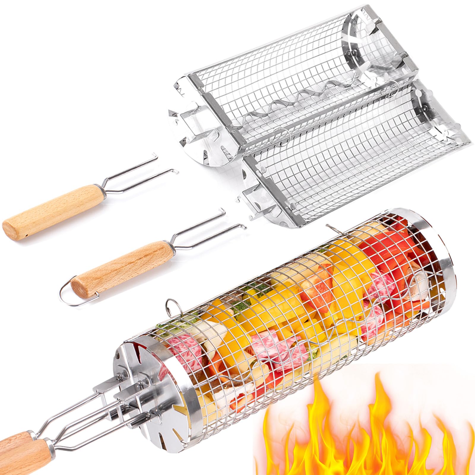 BUYYES Rolling Grill Korb BBQ  – Camping Cooking Mesh Bewertung und Preis