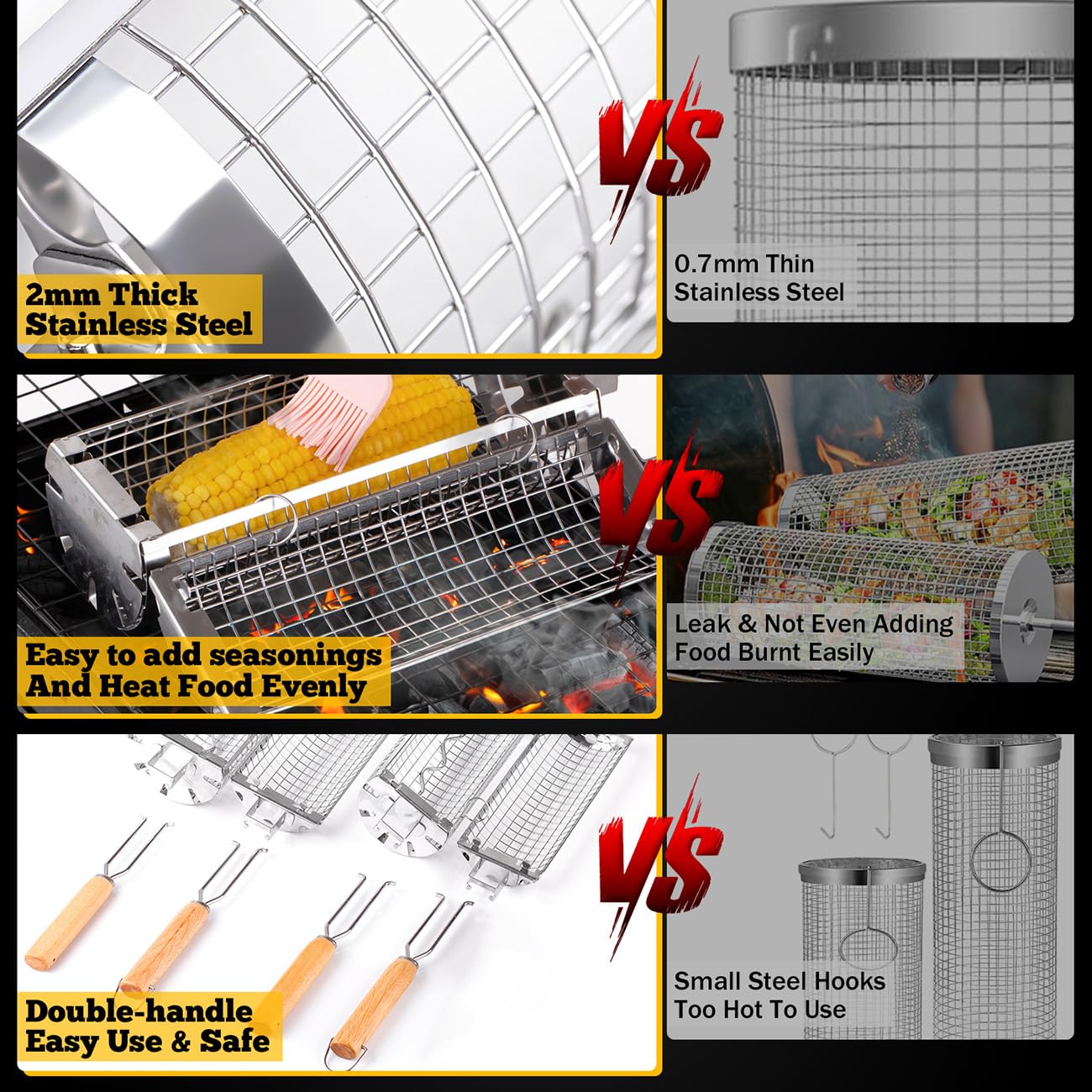 BUYYES Rolling Grill Korb BBQ  – Camping Cooking Mesh Bewertung und Preis
